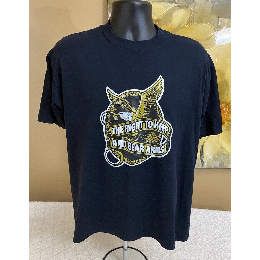 Vintage Cal Cru Right To Bear Arms USA Made Single Stitch Shirt Men’s Size L